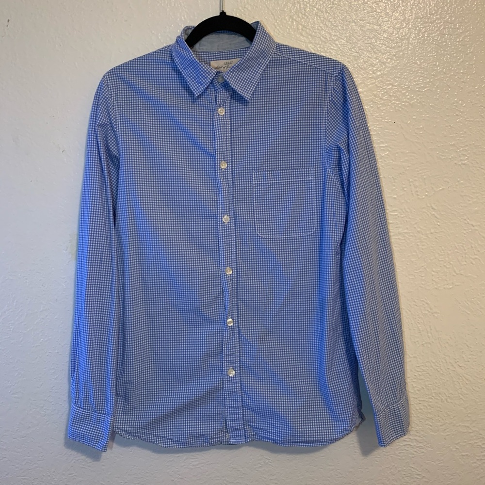 💡Men’s Blue Checkered Long Sleeve Dress Shirt